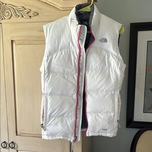 The North Face Women's White Vest with Pink Trim down vest 660